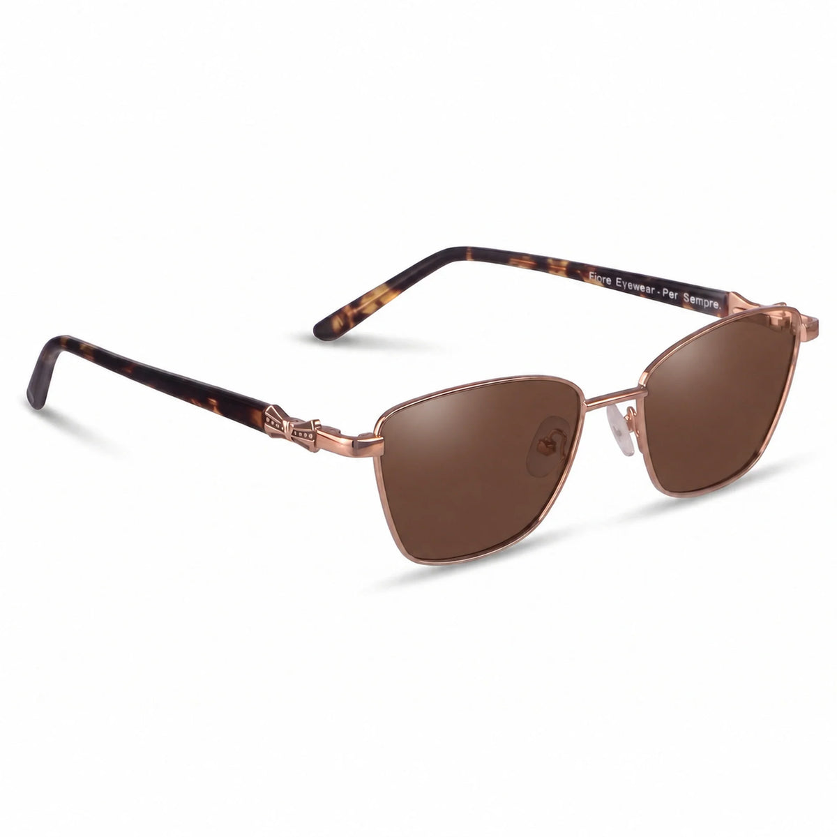 Lentes de sol Fiore 22115 Brown con cristal café polarizado UV400, vista en tres cuartos para mujer #color_cafe