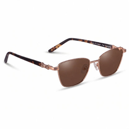 Lentes de sol Fiore 22115 Brown con cristal café polarizado UV400, vista en tres cuartos para mujer #color_cafe