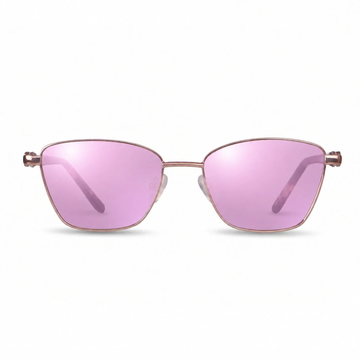 Lentes de sol Fiore 22115 Brown con cristal espejado rosado polarizado UV400, vista frontal para mujer #color_espejado-rosado #foto_frontal