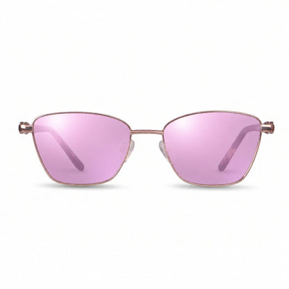 Lentes de sol Fiore 22115 Brown con cristal espejado rosado polarizado UV400, vista frontal para mujer #color_espejado-rosado #foto_frontal