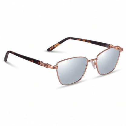 Lentes de sol Fiore 22115 Brown con cristal espejado silver polarizado UV400, vista en tres cuartos para mujer #color_espejado-silver