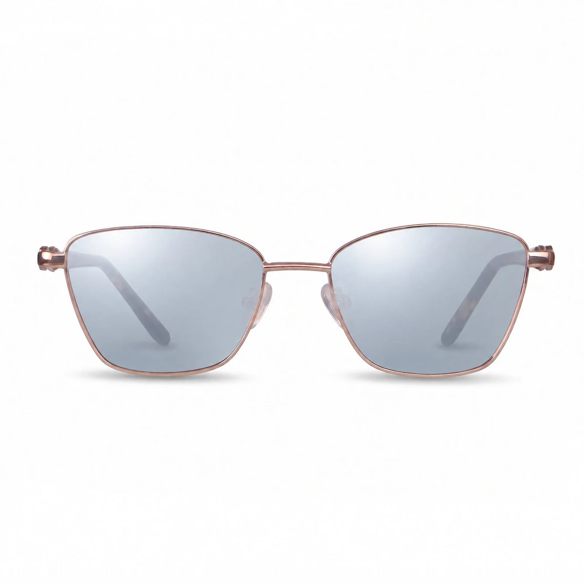 Lentes de sol Fiore 22115 Brown con cristal espejado silver polarizado UV400, vista frontal para mujer #color_espejado-silver #foto_frontal