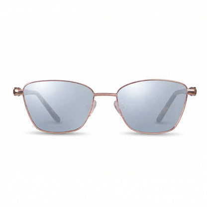 Lentes de sol Fiore 22115 Brown con cristal espejado silver polarizado UV400, vista frontal para mujer #color_espejado-silver #foto_frontal