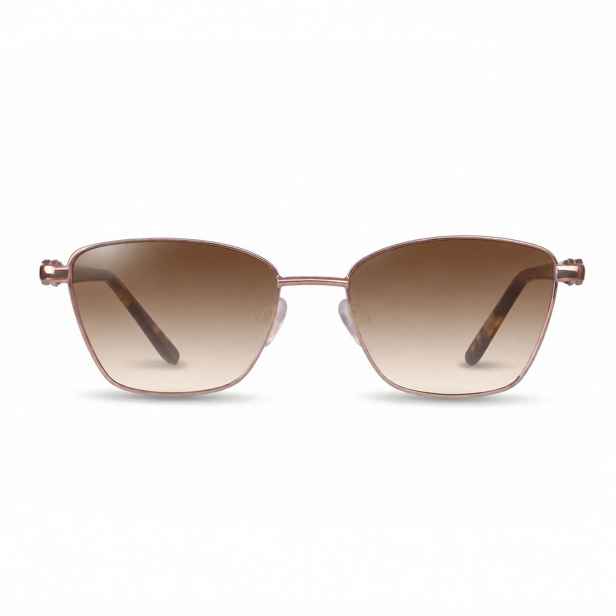 Lentes de sol Fiore 22115 Brown con cristal gradiente café polarizado UV400, vista frontal para mujer #color_gradiente-cafe #foto_frontal