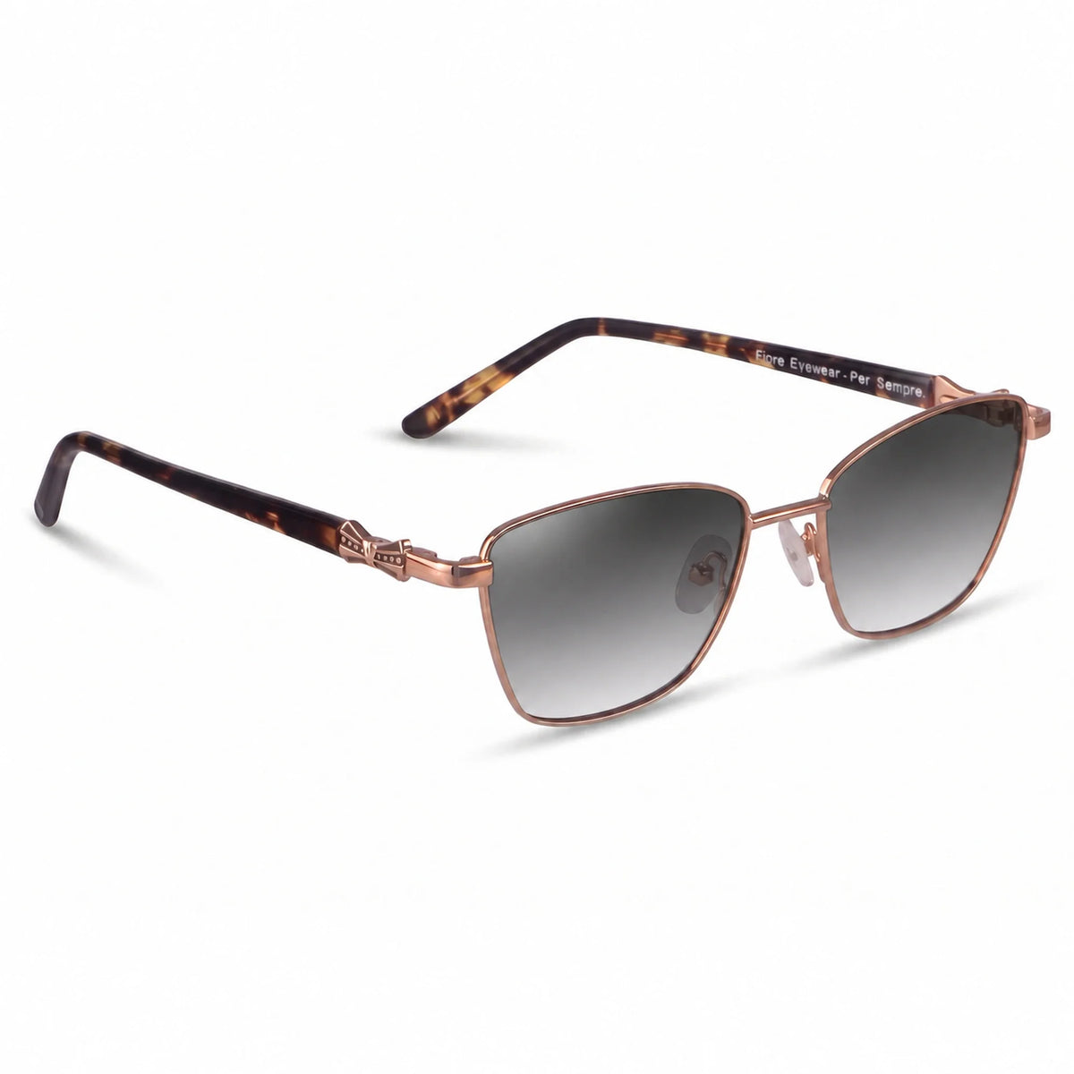 Lentes de sol Fiore 22115 Brown con cristal gradiente gris polarizado UV400, vista en tres cuartos para mujer #color_gradiente-gris