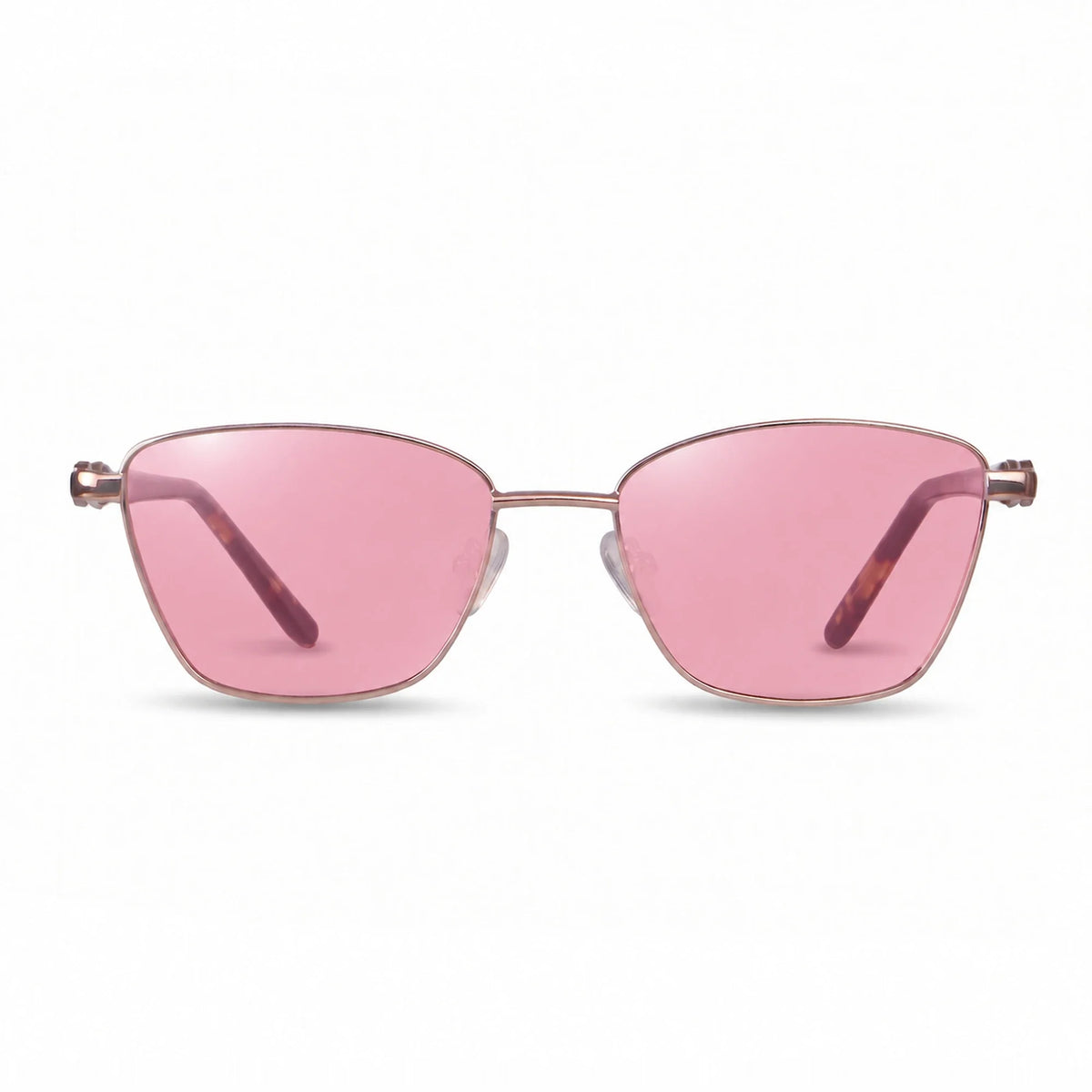 Lentes de sol Fiore 22115 Brown con cristal rosado polarizado UV400, vista frontal para mujer #color_rosado #foto_frontal