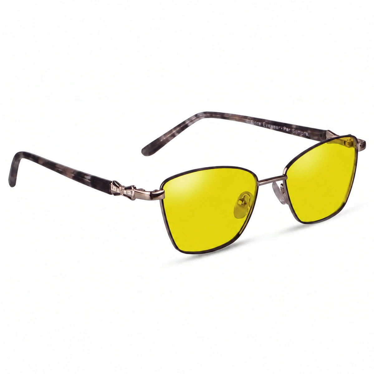 Lentes de sol Fiore 22115 Gris con cristal amarillo polarizado UV400, vista en tres cuartos para mujer #color_amarillo