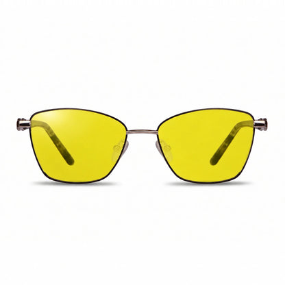 Lentes de sol Fiore 22115 Gris con cristal amarillo polarizado UV400, vista frontal para mujer #color_amarillo #foto_frontal