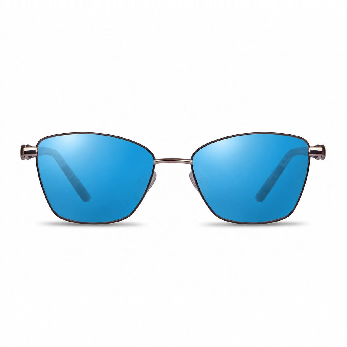 Lentes de sol Fiore 22115 Gris con cristal espejado azul polarizado UV400, vista frontal para mujer #color_espejado-azul #foto_frontal