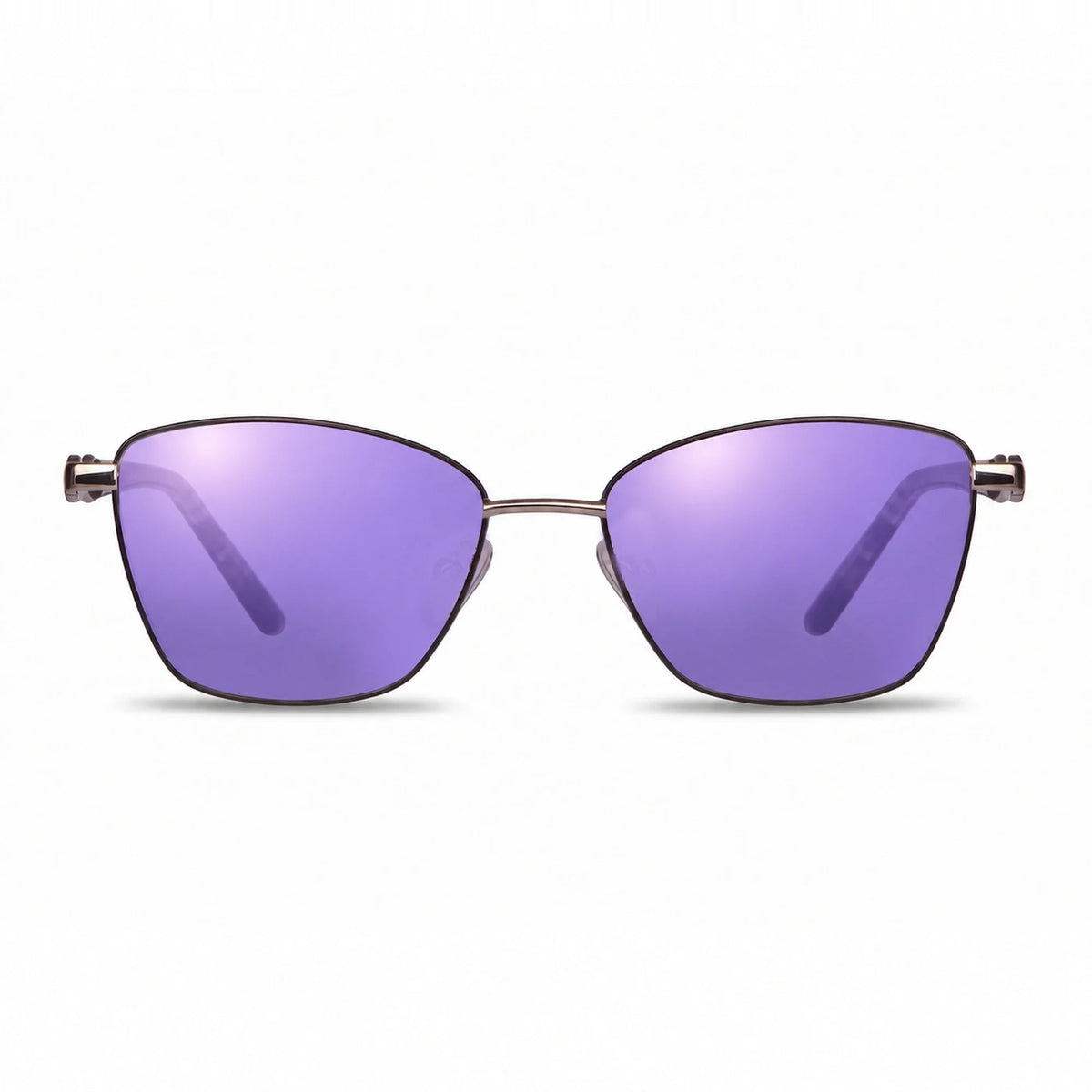 Lentes de sol Fiore 22115 Gris con cristal espejado morado polarizado UV400, vista frontal para mujer #color_espejado-morado #foto_frontal