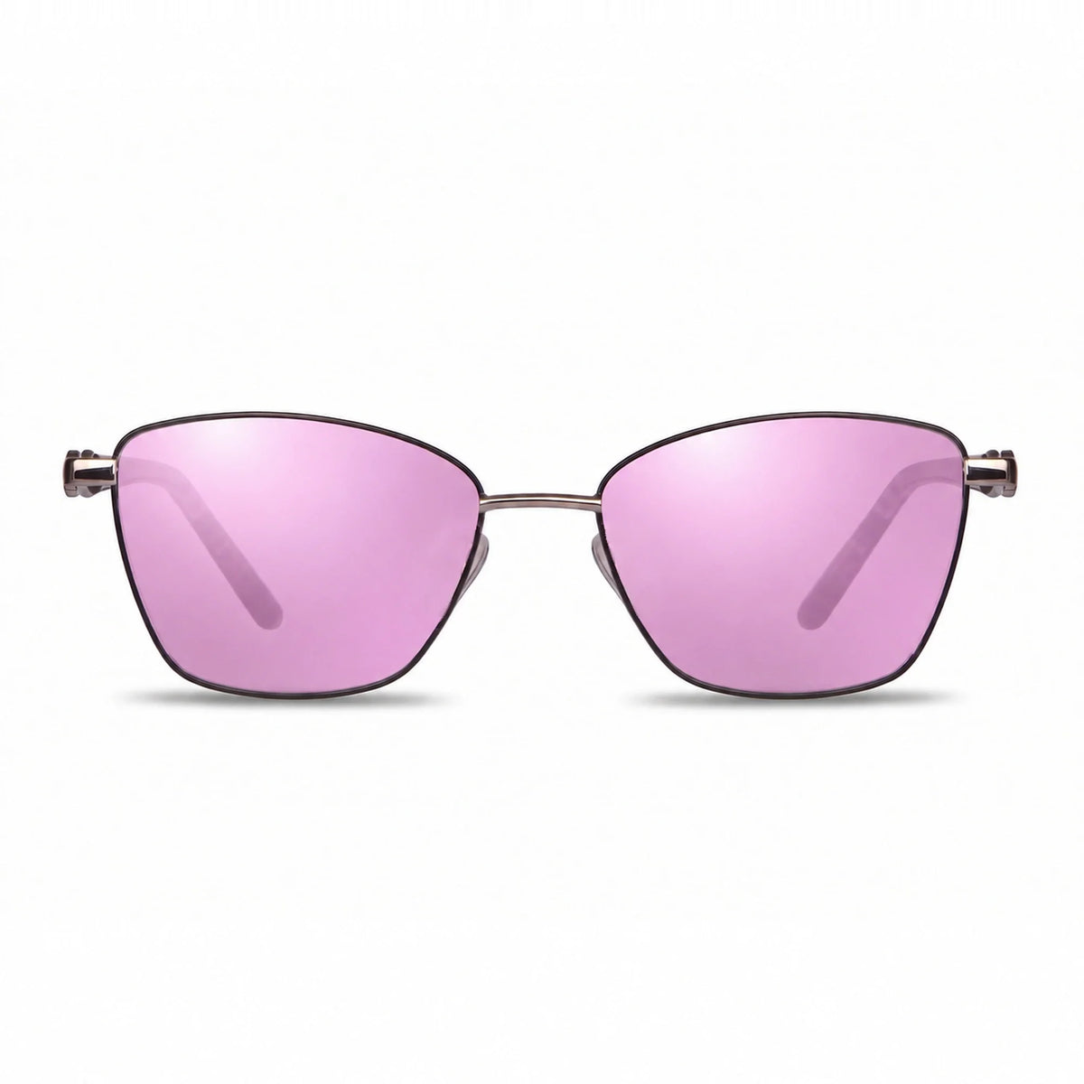 Lentes de sol Fiore 22115 Gris con cristal espejado rosado polarizado UV400, vista frontal para mujer #color_espejado-rosado #foto_frontal