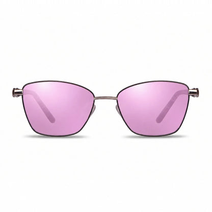Lentes de sol Fiore 22115 Gris con cristal espejado rosado polarizado UV400, vista frontal para mujer #color_espejado-rosado #foto_frontal