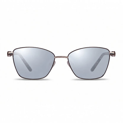 Lentes de sol Fiore 22115 Gris con cristal espejado silver polarizado UV400, vista frontal para mujer #color_espejado-silver #foto_frontal