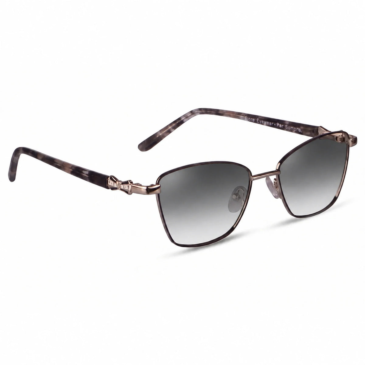 Lentes de sol Fiore 22115 Gris con cristal gradiente gris polarizado UV400, vista en tres cuartos para mujer #color_gradiente-gris