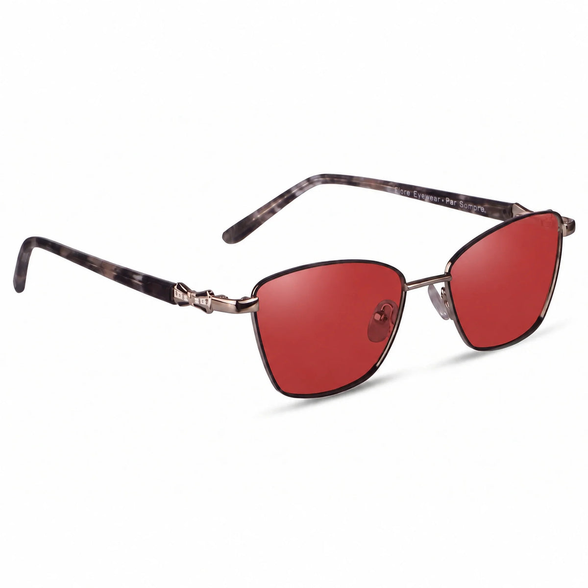 Lentes de sol Fiore 22115 Gris con cristal rojo polarizado UV400, vista en tres cuartos para mujer #color_rojo