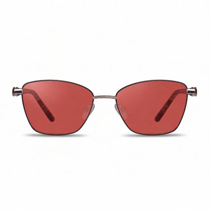 Lentes de sol Fiore 22115 Gris con cristal rojo polarizado UV400, vista frontal para mujer #color_rojo #foto_frontal