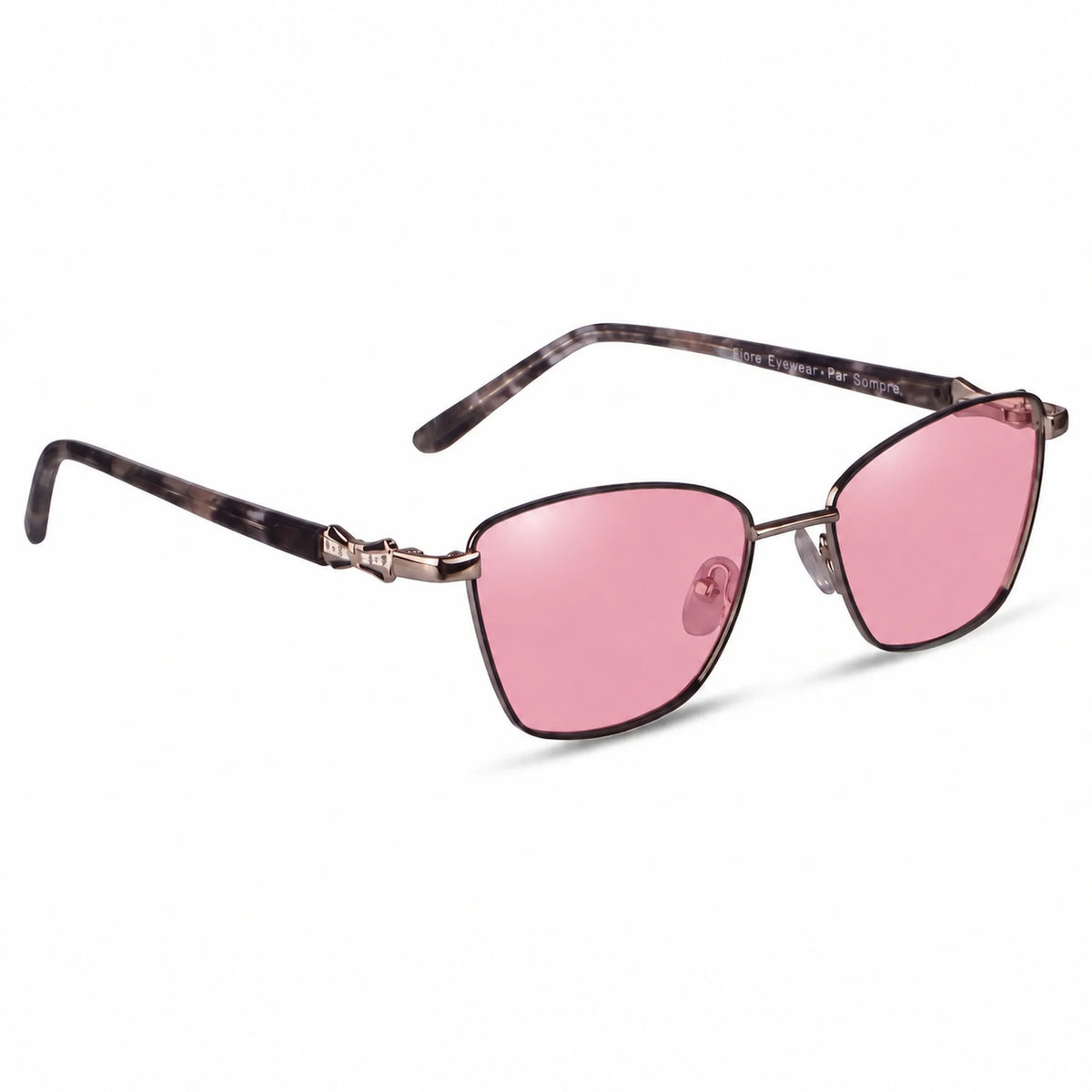 Lentes de sol Fiore 22115 Gris con cristal rosado polarizado UV400, vista en tres cuartos para mujer #color_rosado