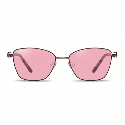 Lentes de sol Fiore 22115 Gris con cristal rosado polarizado UV400, vista frontal para mujer #color_rosado #foto_frontal