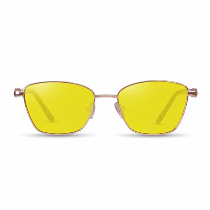 Lentes de sol Fiore 22115 Dorado con cristal amarillo polarizado UV400, vista frontal para mujer #color_amarillo #foto_frontal