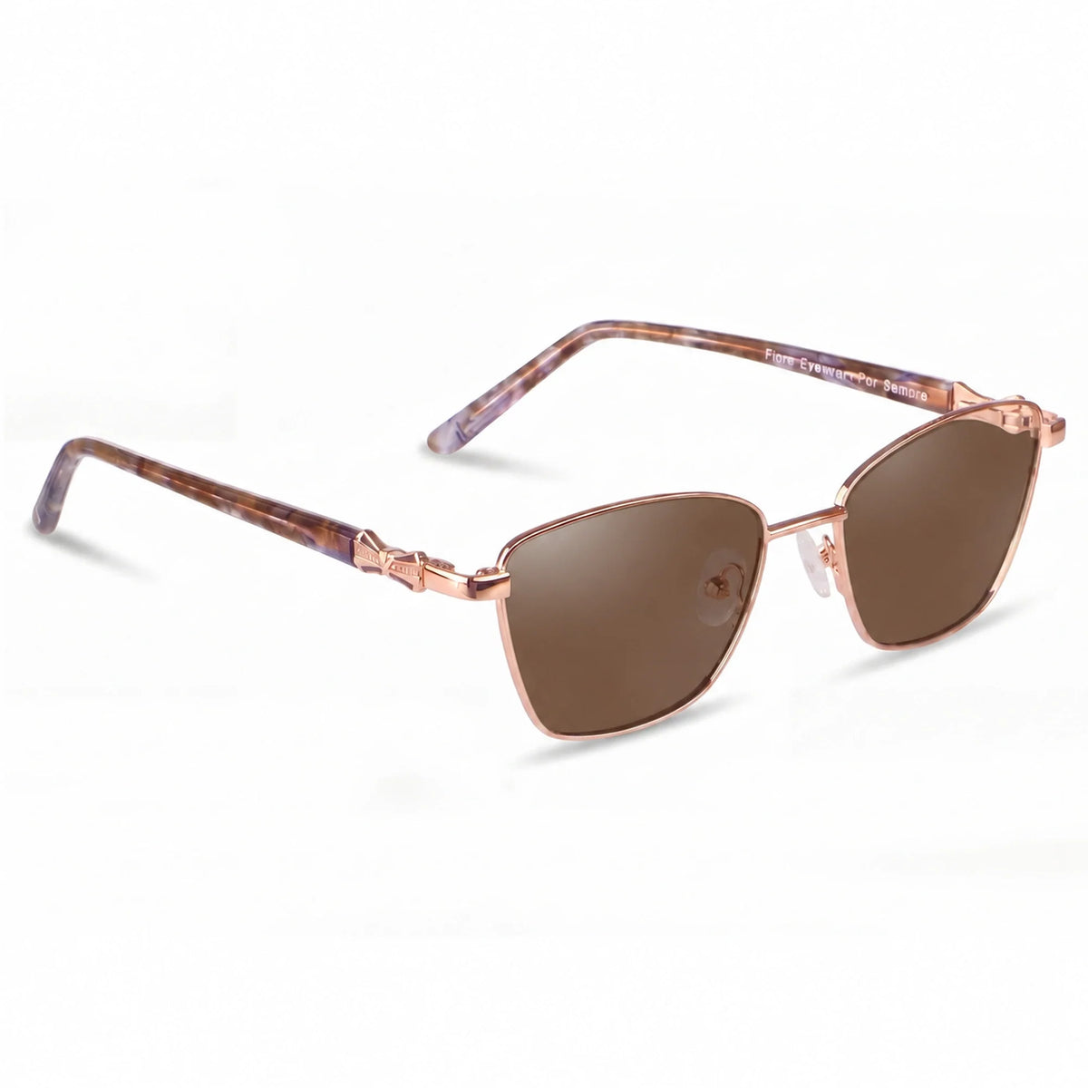 Lentes de sol Fiore 22115 Dorado con cristal café polarizado UV400, vista en tres cuartos para mujer #color_cafe