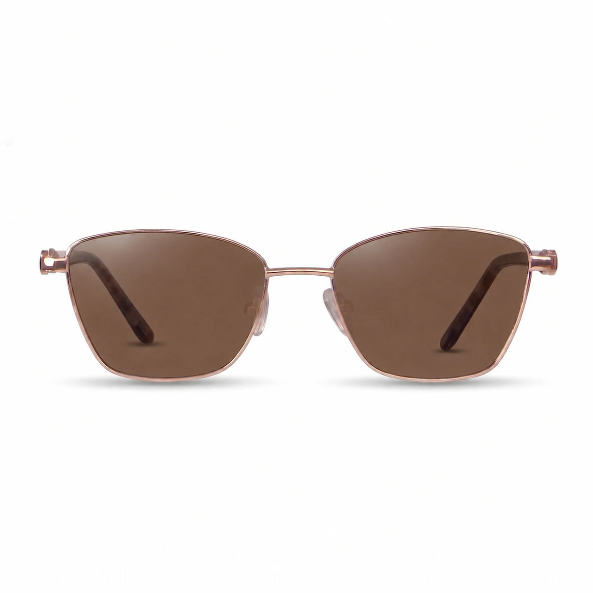 Lentes de sol Fiore 22115 Dorado con cristal café polarizado UV400, vista frontal para mujer #color_cafe #foto_frontal