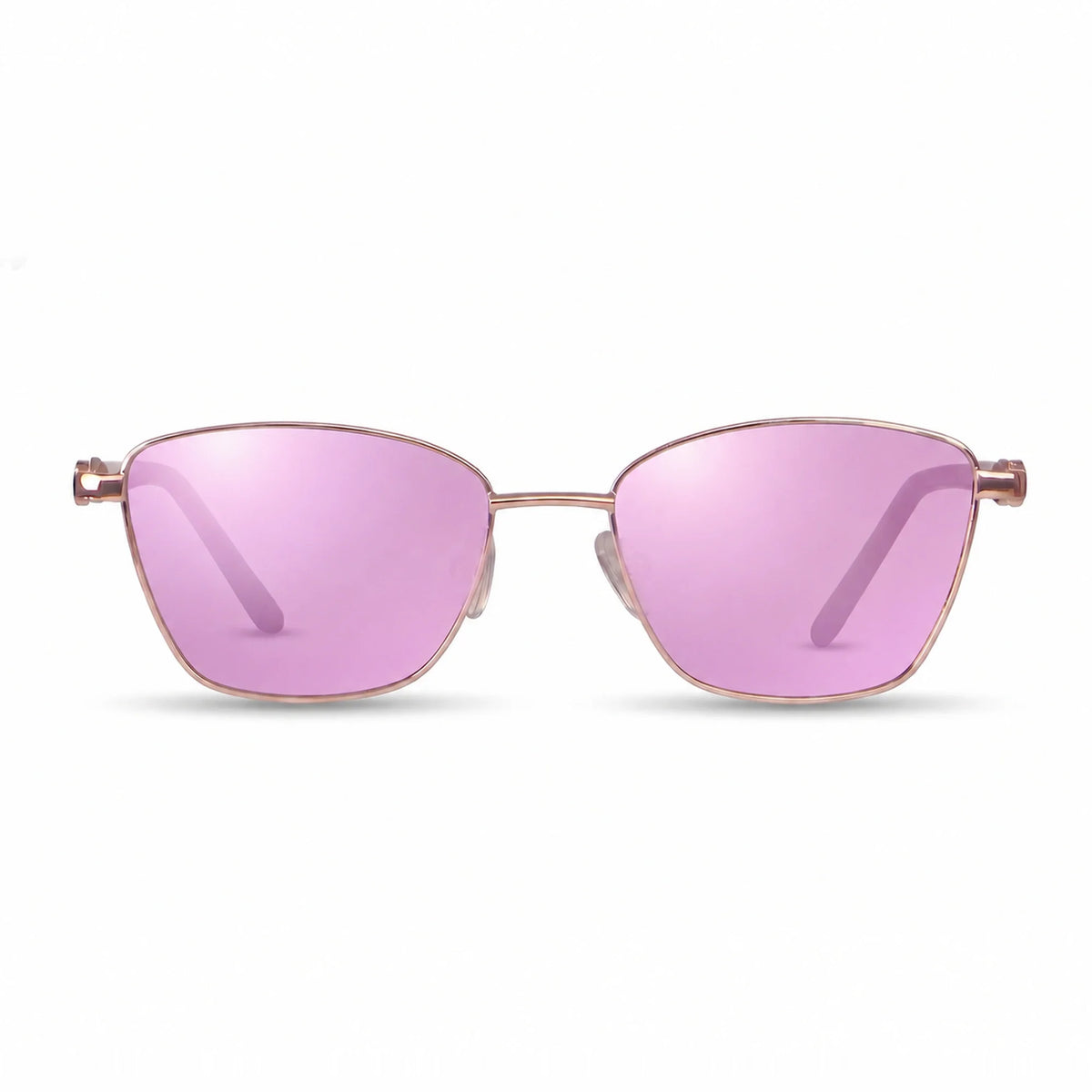 Lentes de sol Fiore 22115 Dorado con cristal espejado rosado polarizado UV400, vista frontal para mujer #color_espejado-rosado #foto_frontal