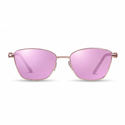 Lentes de sol Fiore 22115 Dorado con cristal espejado rosado polarizado UV400, vista frontal para mujer #color_espejado-rosado #foto_frontal