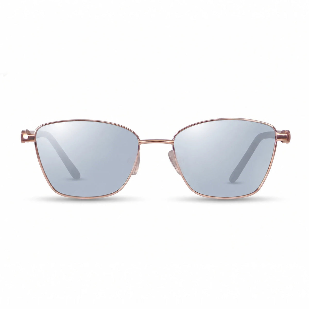 Lentes de sol Fiore 22115 Dorado con cristal espejado silver polarizado UV400, vista frontal para mujer #color_espejado-silver #foto_frontal