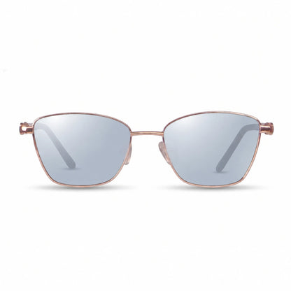 Lentes de sol Fiore 22115 Dorado con cristal espejado silver polarizado UV400, vista frontal para mujer #color_espejado-silver #foto_frontal