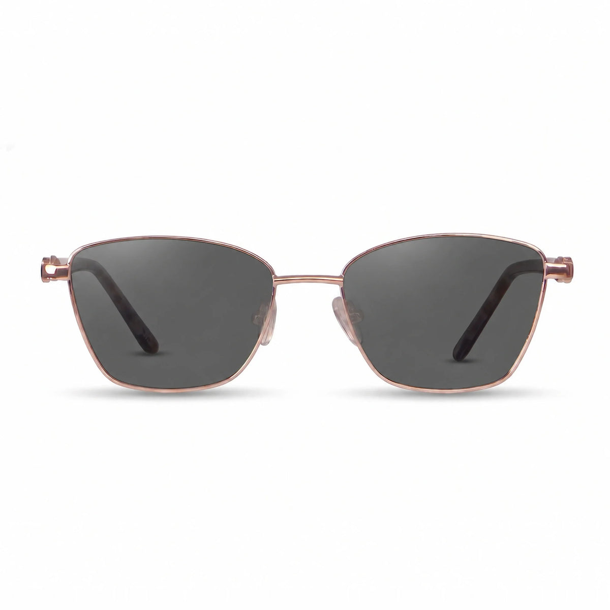 Lentes de sol Fiore 22115 Dorado con cristal negro polarizado UV400, vista frontal para mujer #color_negro #foto_frontal