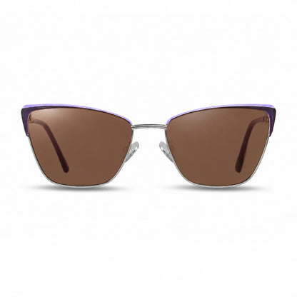 Lentes de sol Fiore 3839 Morado con cristal café polarizado UV400, vista frontal para mujer #color_cafe #foto_frontal