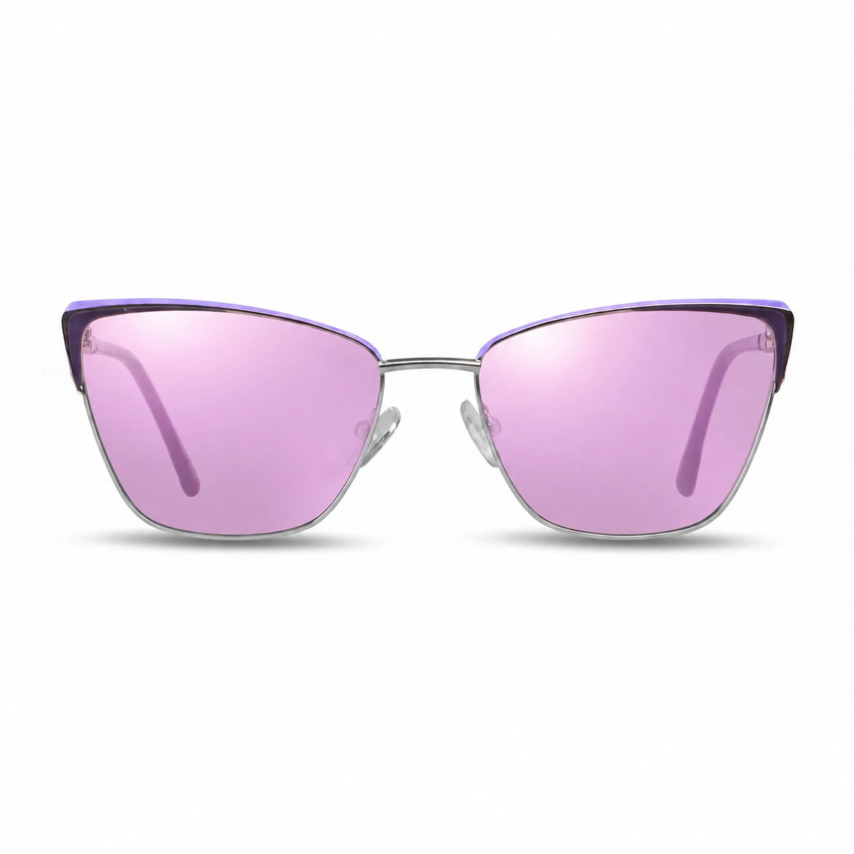 Lentes de sol Fiore 3839 Morado con cristal espejado rosado polarizado UV400, vista frontal para mujer #color_espejado-rosado #foto_frontal