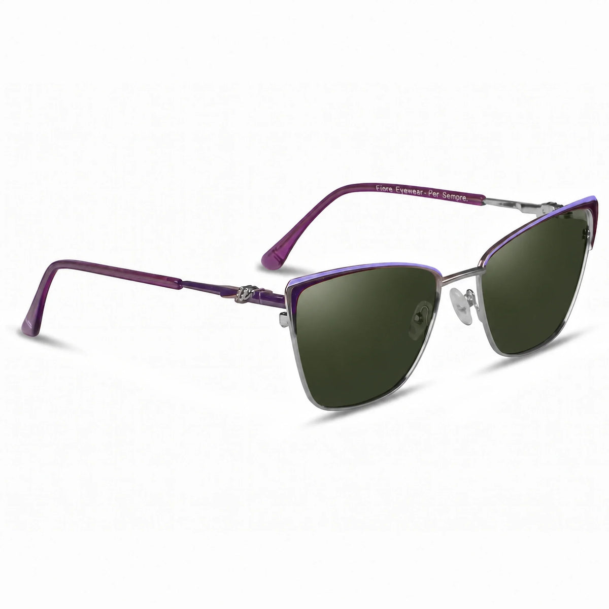 Lentes de sol Fiore 3839 Morado con cristal G15 polarizado UV400, vista en tres cuartos para mujer #color_g15