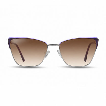 Lentes de sol Fiore 3839 Morado con cristal gradiente café polarizado UV400, vista frontal para mujer #color_gradiente-cafe #foto_frontal