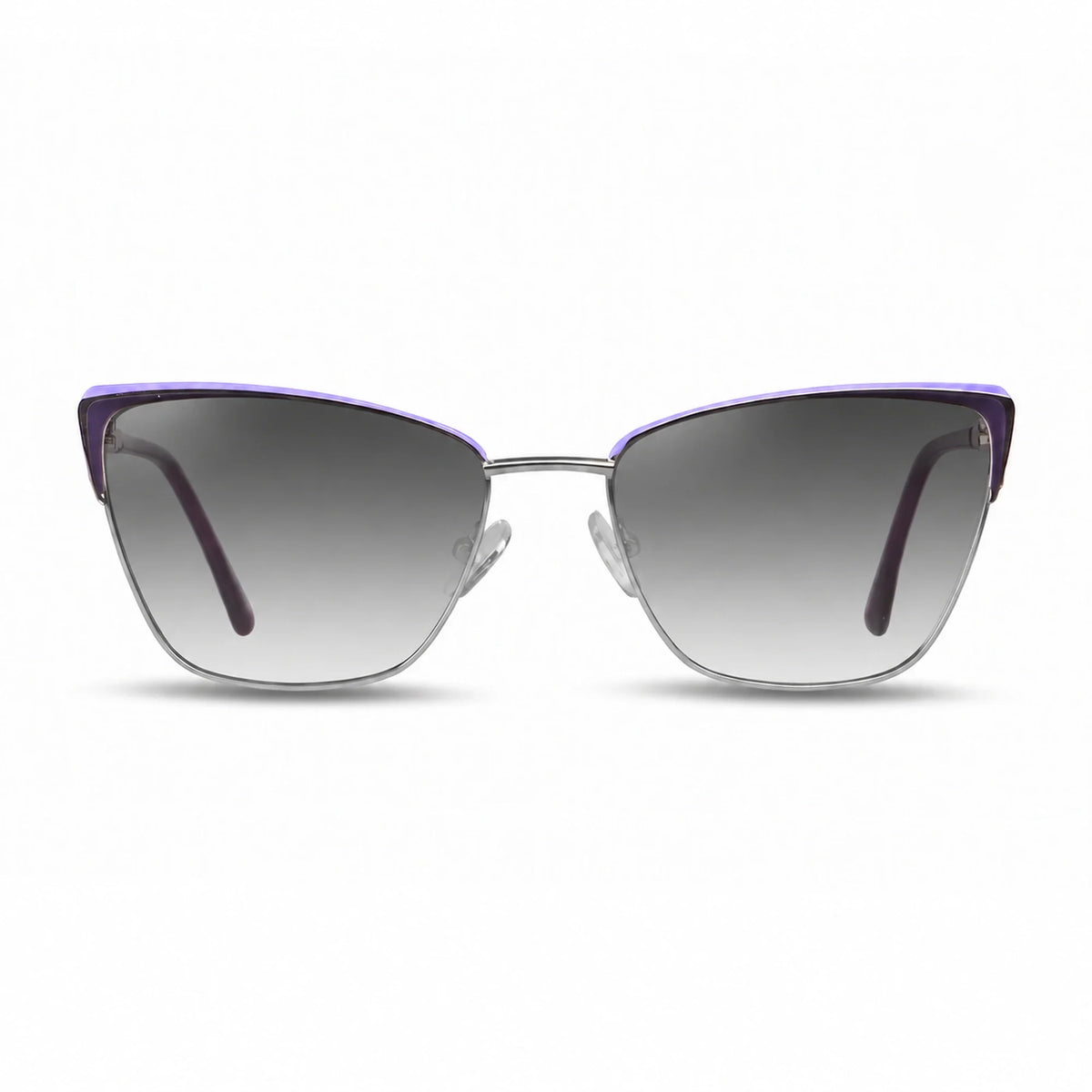 Lentes de sol Fiore 3839 Morado con cristal gradiente gris polarizado UV400, vista frontal para mujer #color_gradiente-gris #foto_frontal