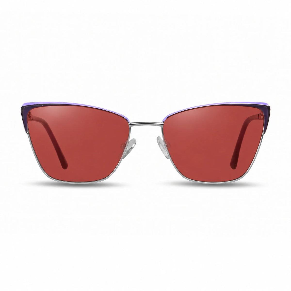Lentes de sol Fiore 3839 Morado con cristal rojo polarizado UV400, vista frontal para mujer #color_rojo #foto_frontal