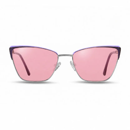 Lentes de sol Fiore 3839 Morado con cristal rosado polarizado UV400, vista frontal para mujer #color_rosado #foto_frontal