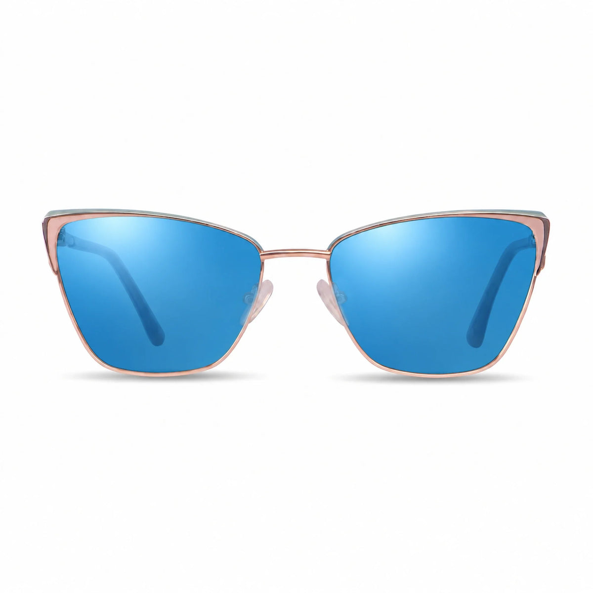 Lentes de sol Fiore 3839 Rosado con cristal espejado azul polarizado UV400, vista frontal para mujer #color_espejado-azul #foto_frontal