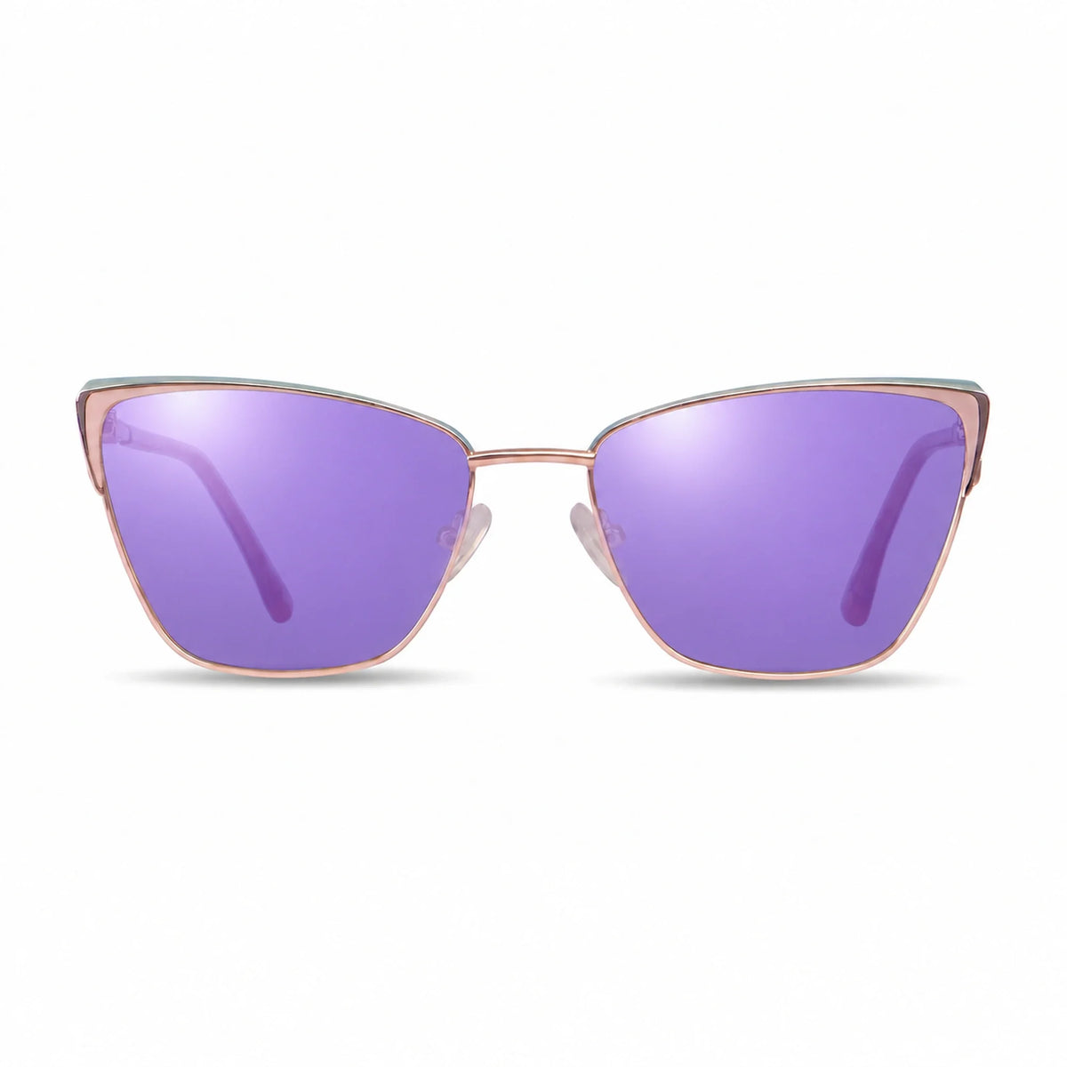Lentes de sol Fiore 3839 Rosado con cristal espejado morado polarizado UV400, vista frontal para mujer #color_espejado-morado #foto_frontal
