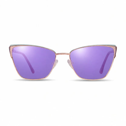 Lentes de sol Fiore 3839 Rosado con cristal espejado morado polarizado UV400, vista frontal para mujer #color_espejado-morado #foto_frontal