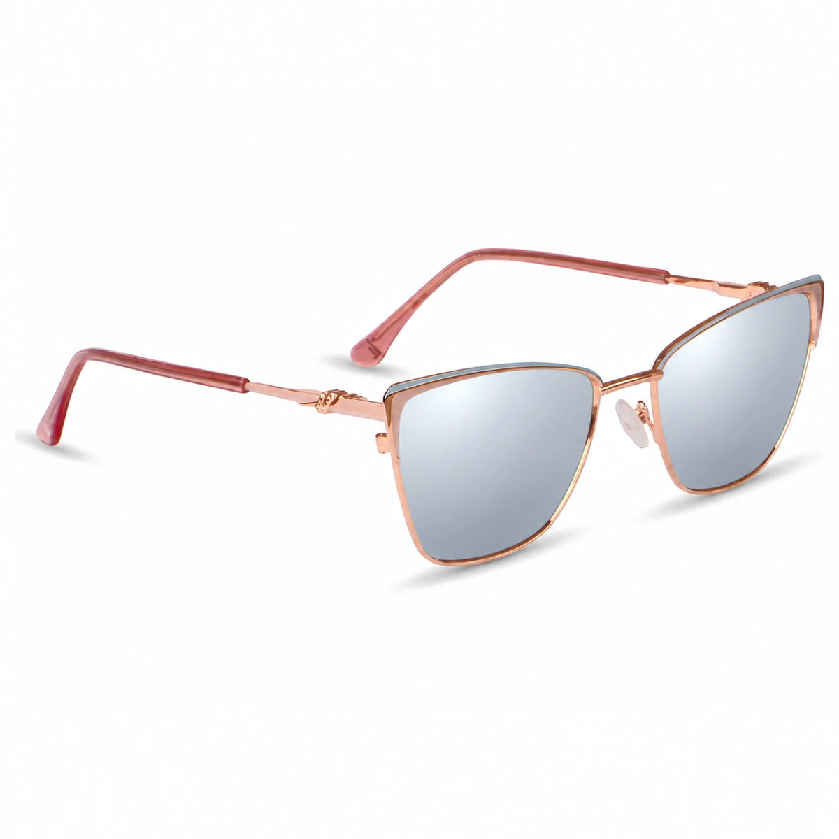 Lentes de sol Fiore 3839 Rosado con cristal espejado silver polarizado UV400, vista en tres cuartos para mujer #color_espejado-silver