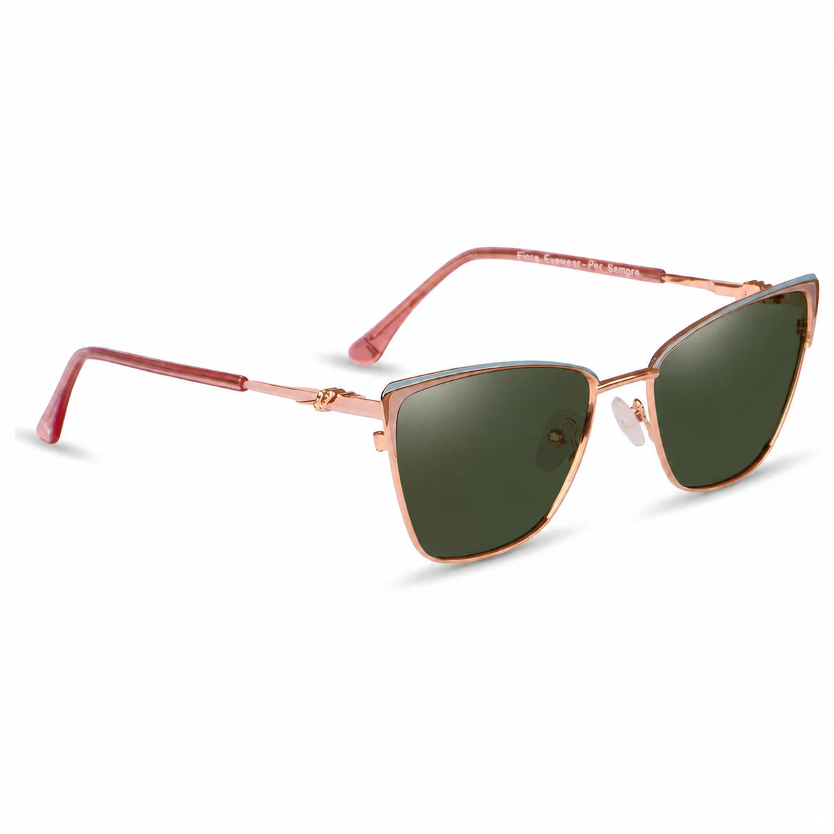Lentes de sol Fiore 3839 Rosado con cristal G15 polarizado UV400, vista en tres cuartos para mujer #color_g15