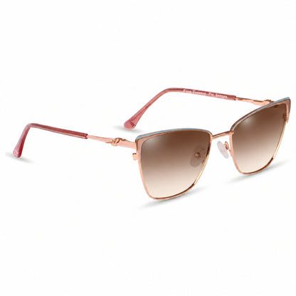 Lentes de sol Fiore 3839 Rosado con cristal gradiente café polarizado UV400, vista en tres cuartos para mujer #color_gradiente-cafe