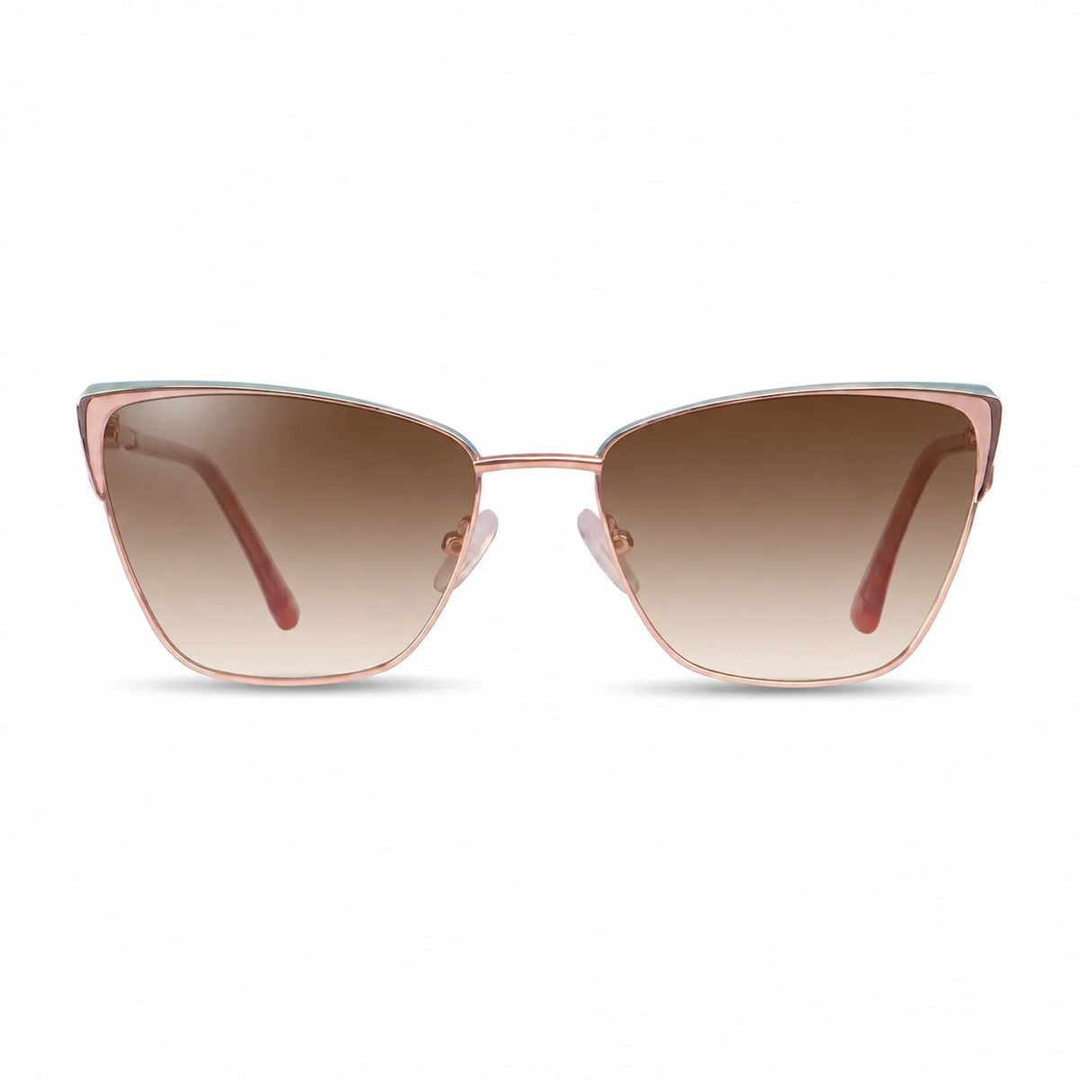 Lentes de sol Fiore 3839 Rosado con cristal gradiente café polarizado UV400, vista frontal para mujer #color_gradiente-cafe #foto_frontal