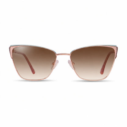 Lentes de sol Fiore 3839 Rosado con cristal gradiente café polarizado UV400, vista frontal para mujer #color_gradiente-cafe #foto_frontal