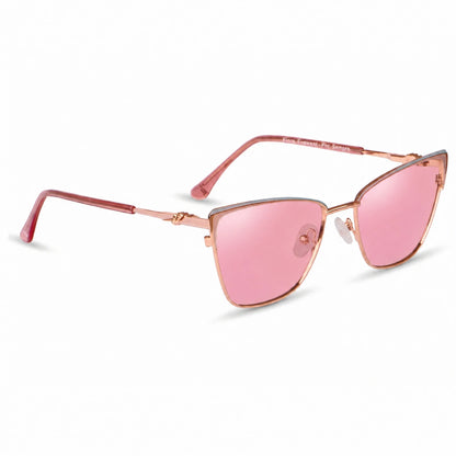 Lentes de sol Fiore 3839 Rosado con cristal rosado polarizado UV400, vista en tres cuartos para mujer #color_rosado