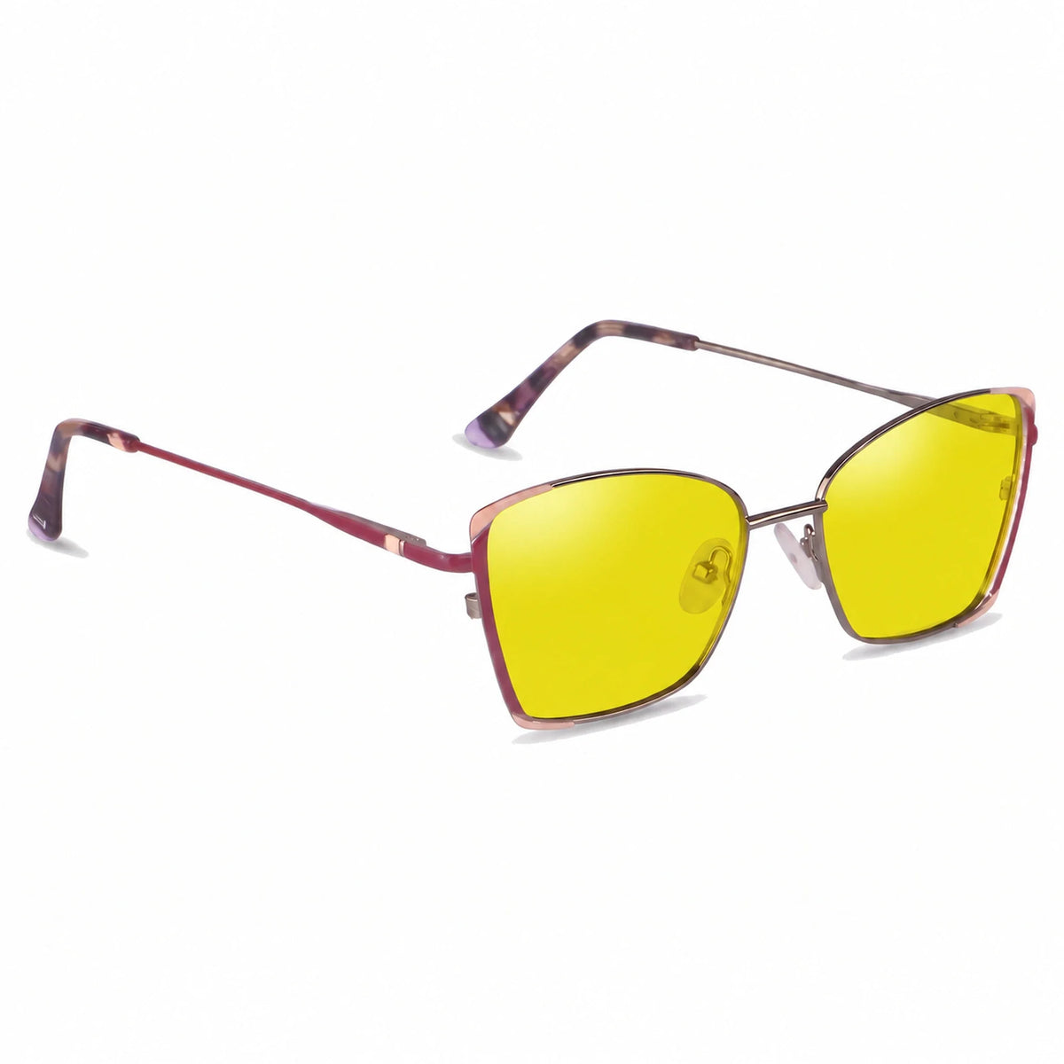 Lentes de sol Fiore 3916 Plateado con cristal amarillo polarizado UV400, vista en tres cuartos para mujer #color_amarillo