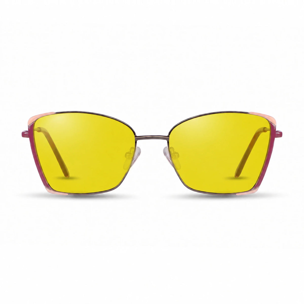 Lentes de sol Fiore 3916 Plateado con cristal amarillo polarizado UV400, vista frontal para mujer #color_amarillo #foto_frontal