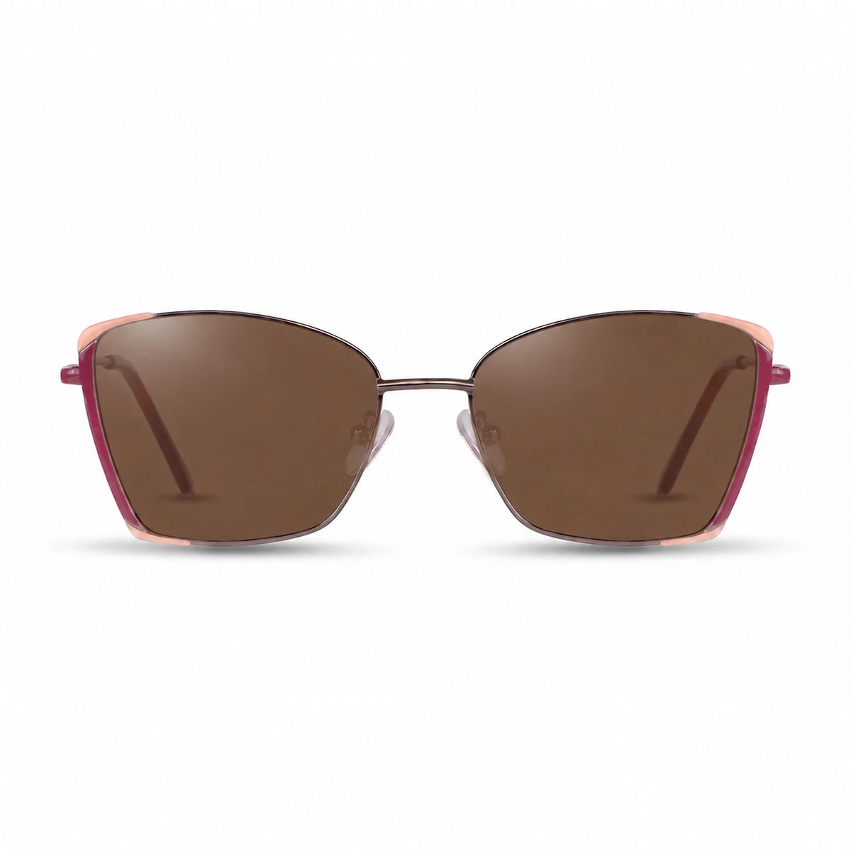 Lentes de sol Fiore 3916 Plateado con cristal café polarizado UV400, vista frontal para mujer #color_cafe #foto_frontal