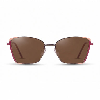 Lentes de sol Fiore 3916 Plateado con cristal café polarizado UV400, vista frontal para mujer #color_cafe #foto_frontal